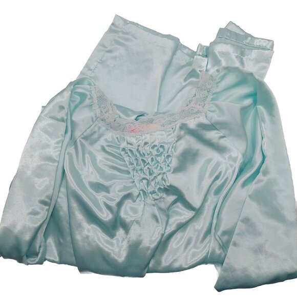 Raymodes Womens Size Medium Green Mint Lace Trim Long Nightgown - Picture 6 of 11